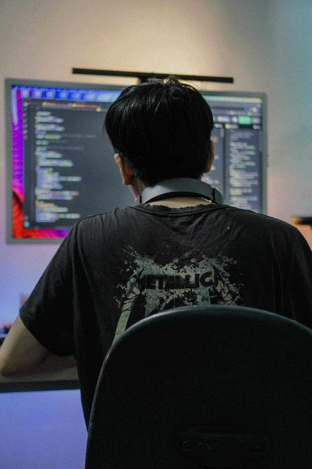insurance software developer at desk